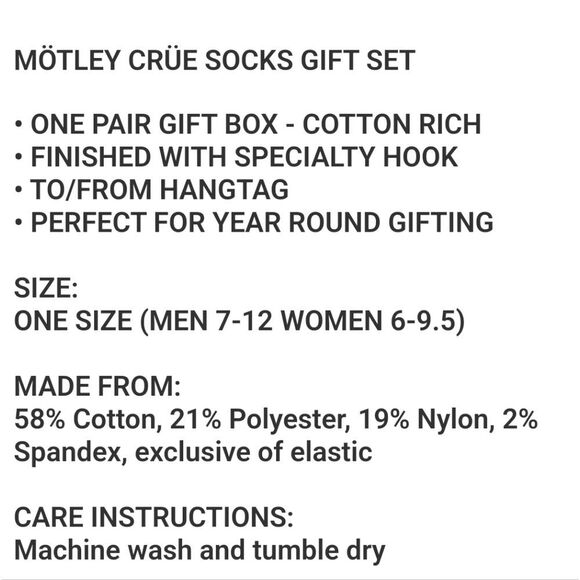 Motely Crue Crew Socks Gift Box Set - Picture 4 of 6